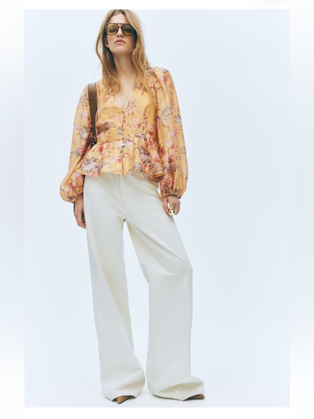 H&M floral print peplum blouse